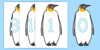 0 30 Numbers On Penguins - animals, counting aid, counting, count