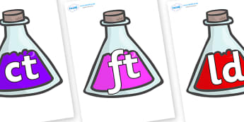 Final Letter Blends on Potions - Final Letters, final letter, letter blend, letter blends, consonant, consonants, digraph, trigraph, literacy, alphabet, letters, foundation stage literacy
