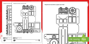 Maquette en papier : locomotive pour Noël - hiver, train, travaux manuels, cycle 2, cycle 1,French
