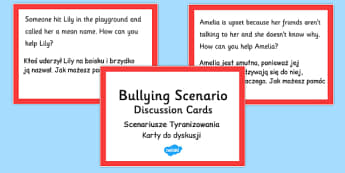 How Can You Help? Scenario Discussion Cards Polish Translation - polish, bullying, scenario, discussion, cards