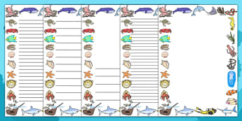 Under the Sea Page Borders - page border, border, frame, writing frame, writing template, under the sea, under the sea page borders, sea life, sea, writing aid, writing, A4 page, page edge, writing activities, lined page, lined pages