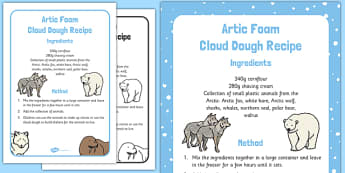Arctic Foam Cloud Dough Recipe - winter, arctic, Antarctic, polar, foam, cloud, dough, recipe