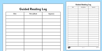 Guided Reading Log - guided reading, reading, log, reading log, book log, log book, reading aid, guided reading aid, read, books, literacy, english