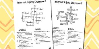 Internet Safety Crossword - internet, safety, crossword, words