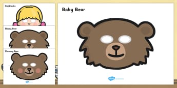 Goldilocks and the Three Bears Role Play Masks - Goldilocks, traditional tales, role play, mask, masks, tale, fairy tale, three bears, porridge, cottage, beds