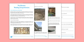 The Romans Leisure Activities Reading Comprehension CfE First Level - CfE, Social Studies, History, Romans, Leisure, Hobbies, Amphitheatre, Gladiators, Baths