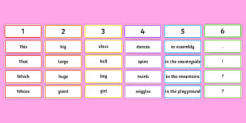 Silly Sentence Building Activity - silly sentence, sentence, sentence building, sentence building activity, sentence building game, sentence activities