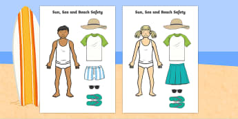 Sun, Sea and Beach Safety Cut out Activity Sheet - flags, information, lifeguards, sun lotion, sun cream, reception, foundation,  year one, worksheet, 