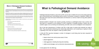 What Is Pathological Demand Avoidance? Adult Guidance - Pathological, demand, avoidance, PDA, SEN, autism, spectrum, behaviour