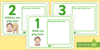 How Many Can Play Here Name Posters - Display, poster, classroom area display, how many can, child self management