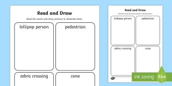 Road Safety Read and Draw Activity Sheet