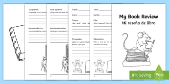 Book Review Writing Booklet English/Spanish  - Interactive Book Review Writing Template - story review, tempelte, writting, templet, EAL, Spanish,,