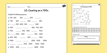 Counting in 100s Activity Sheet - counting, 100, worksheet, sheet