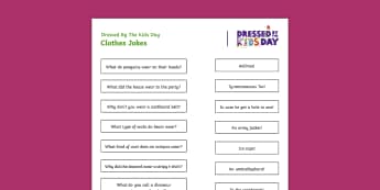 Dressed by the Kids Day Jokes Matching Activity Sheet - Oxfam Dressed by the Kids Day - DO NOT UPLOAD
