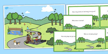 Park Scene and Question Cards - park, scene, question, cards