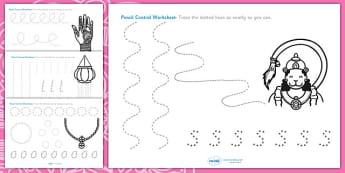 Diwali Pencil Formation Worksheet - diwali, pencil control, pencil control worksheets, fine motor skills, fine motor worksheets, diwali worksheets