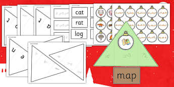 Christmas Tree CVC Words Activity with British Sign Language