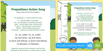 Prepositions Action Song - Singing, Song Time, Position, In, On ,Under, Above, Below, Between, play dough, play doh, beanbag, b