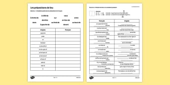 Les prépositions de lieu Exercices - french, place, prepositions, practice, exercises