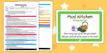 Evergreen Tea EYFS Mud Kitchen Plan and Prompt Card Pack - mud kitchen