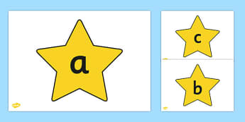 A-Z Alphabet on Stars - Alphabet frieze, Letter posters, Display letters, A-Z letters, Alphabet flashcards