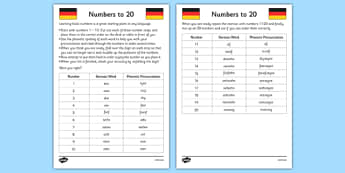 Numbers to 20 in German Activity Sheet - german, German worksheet, numbers to 20, activity