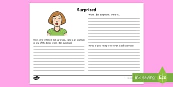 Feeling Surprised Reflection Writing Template - feelings, emotions, P.S.H.E., reflection, writing template, activity sheet, actions, consequences, s
