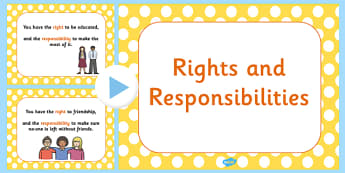 Rights and Responsibilities PowerPoint - rights, your right, you have a right to, right and responsibilities, responsibilities powerpoint, peoples rights