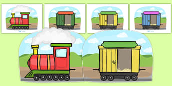 Fully Editable Train and Carriages - Editable Train and Carriages, Display, train, nursery, carriages