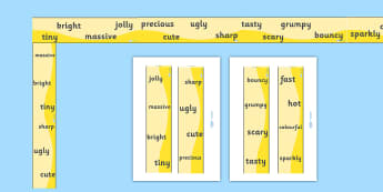 Wow Words Display Borders - Wow words, adjectives, VCOP, Display border, border, display, describing, Wow, display, poster, wow display, tasty, scary, ugly, beautiful, colourful sharp, bouncy
