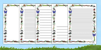 Minibeast A4 Page Borders - Minibeast Border, KS1, Fun Borders, Minibeasts, Topic, Foundation stage, knowledge and understanding of the world, investigation, living things, snail, bee, ladybird, butterfly, spider, caterpillar