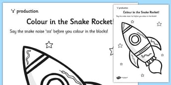 s Sound Production Snake Rocket Colouring Sheet - s sound, s, sound production, colouring sheet, colouring, colours, colour in, themed colouring sheet 