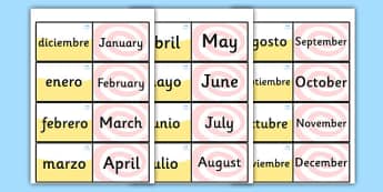 Spanish Months of the Year Loop Cards - Spain, visual, loop card