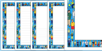 People Who Help Us Page Borders - people who help us, help, helping, police, nurse, doctor, page border, border, writing template, writing aid, writing, kind, people