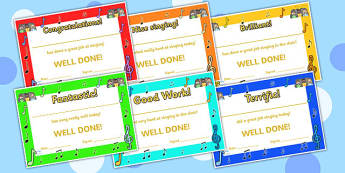 Music Certificate For Choir - sound, listening, sing, singing 