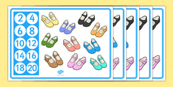 Counting in 2s Shoe Themed Display Posters - counting in 2, shoes, display posters, display, posters