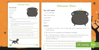 Halloween Slime Science Activity - Holidays, October, Fall, Halloween Activities, investigate, sensory, 