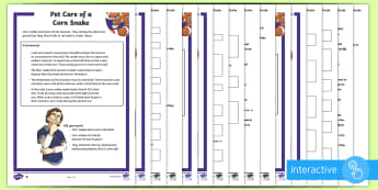 KS2 Pet Care of a Snake Differentiated Comprehension Go Respond  Activity Sheets - KS2, comprehension, reading, reading comprehension, reading activity, Go respond, Twinkl Go, digital