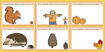 Autumn Playdough Mats - Autumn, playdough, mat, Harvest, Autumn, seasons, harvest festival, fruit, apple, pear, orange, wheat, bread, grain, leaves, conker