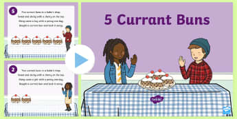 5 Currant Buns Nursery Rhyme PowerPoint - powerpoint, nursery