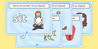 CVC Word Playdough Mats (i) - CVC, CVC word, playdough mat, playdough, three phoneme words, three sound words, consonant vowel consonant, words, three letter words, letters and sounds, DfES letters and sounds