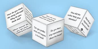 Reading Book Question Prompts Dice Net - dice prompt, reading dice prompt, dice prompt template, reading dice, ks2 reading, reading questions, ks2