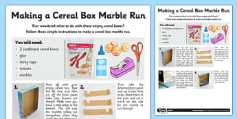 Cereal Box Marble Run - cereal box, marble run, marble, run