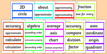 Year 6 2014 Curriculum Maths Vocabulary Cards Resource Pack 
