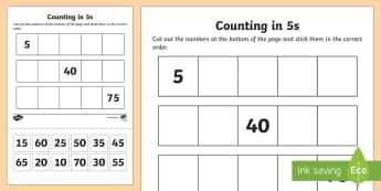 Counting in 5s Cut and Stick Activity Sheet - counting aid, count, Count in 5s, fives, skip counting, multiply of five, numeracy, numbers, counting, counting in 5