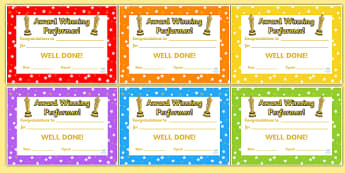Award Winning Performance Certificates - award winning performance, certificates, reward certificates, certificate template, behaviour management