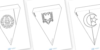 Flags of The World Colouring Buntings - flags of the world, flag, countries, world, bunting, colouring, fine motor skills, poster, worksheet, vines, A4, Olympic Games, country, globe