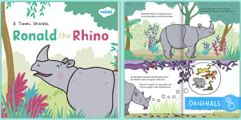 Ronald the Rhino eBook - Ronald the Rhino, rhyming, pattern, story, jungle, Africa, rhino, 
