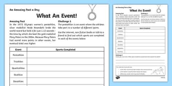 What An Event! Activity Sheet, worksheet