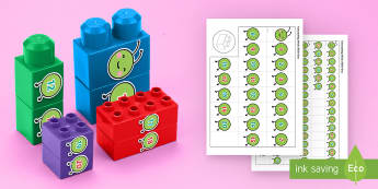 Caterpillar Numbers to 20 Connecting Bricks Game - EYFS, Early Years, KS1, Connecting Bricks Resources, duplo, lego, plastic bricks, building bricks, l